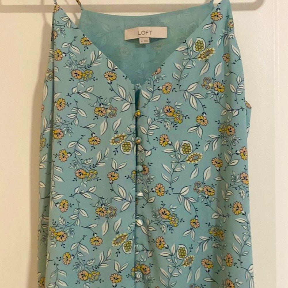 V-Neck Floral Drapey Button Front Cami